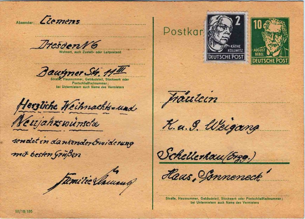 Martin Clemens - Pferdeschlitten - Postkartenrückseite