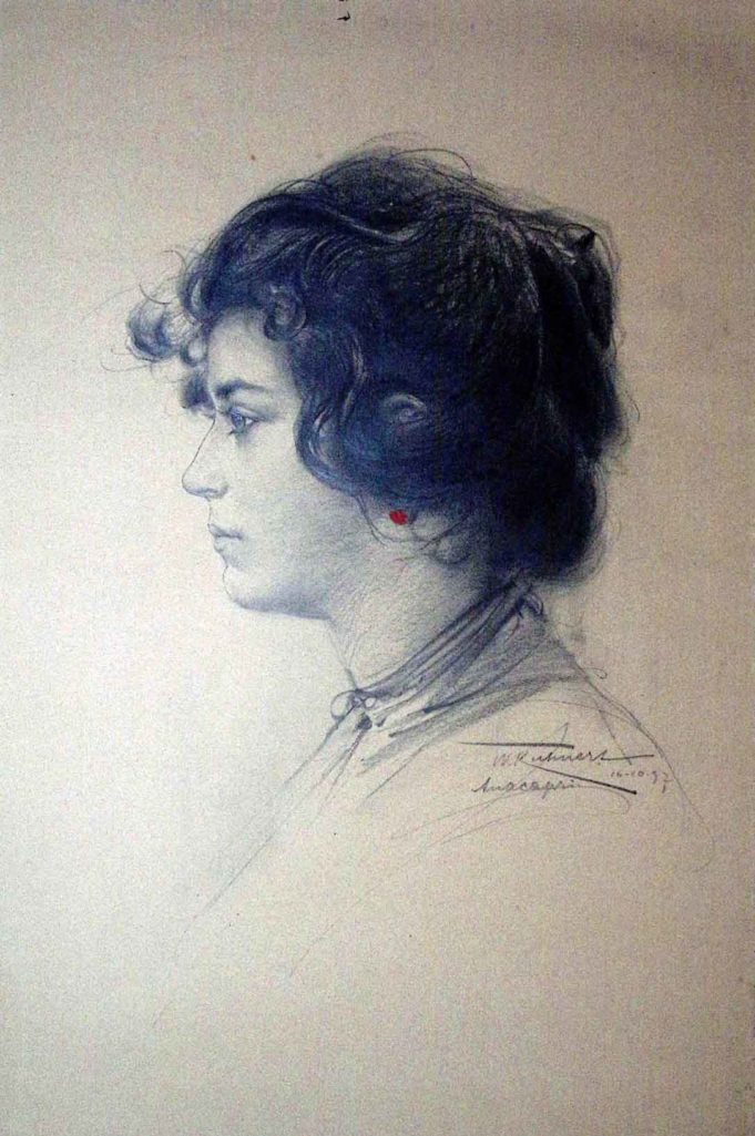 Wilhelm Kuhnert - Frau mit rotem Ohrring, Anacapri