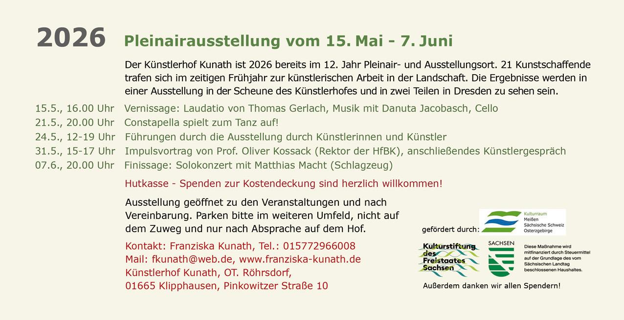 Plenairausstellung Kunsthof Kunath 2026